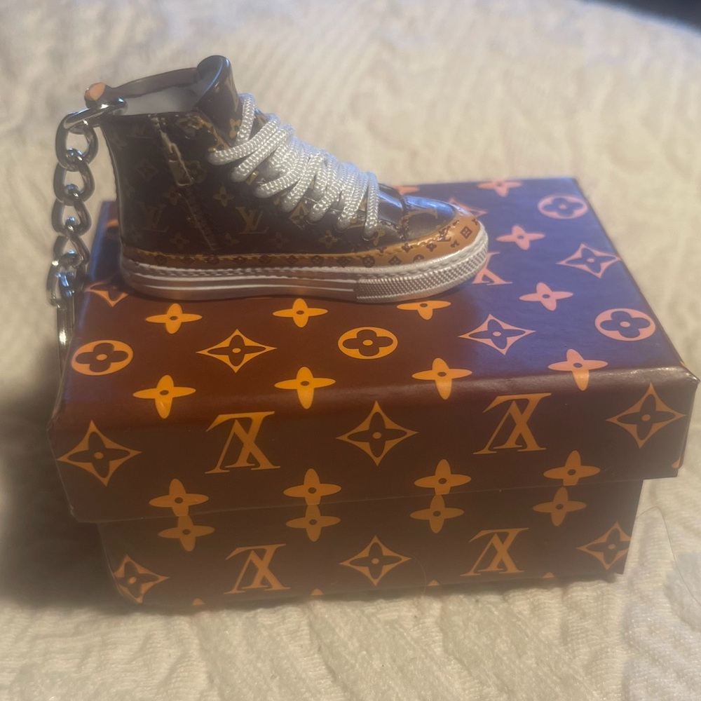 Louis Vuitton Themed Brown Sneaker Keychain with Box NWOT